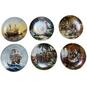 Set of six collector plates from the "Columbus Discovers America